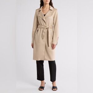 Tahari Women’s Beige Faux Suede Trench coat